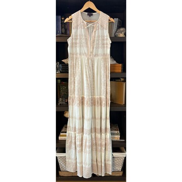 Hale Bob Beige & Cream Sleeveless Maxi Dress Size Small - Picture 1 of 5